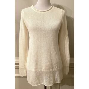 BALLINGER GOLD Women’s Tunic Top Sweater Ivory Lightweight Knit Sz Small